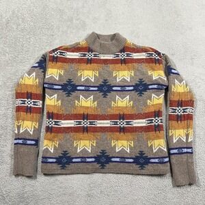Faherty Sweater Womens XXS Doug Good Feather Southwestern Crew Neck Wool Nylon